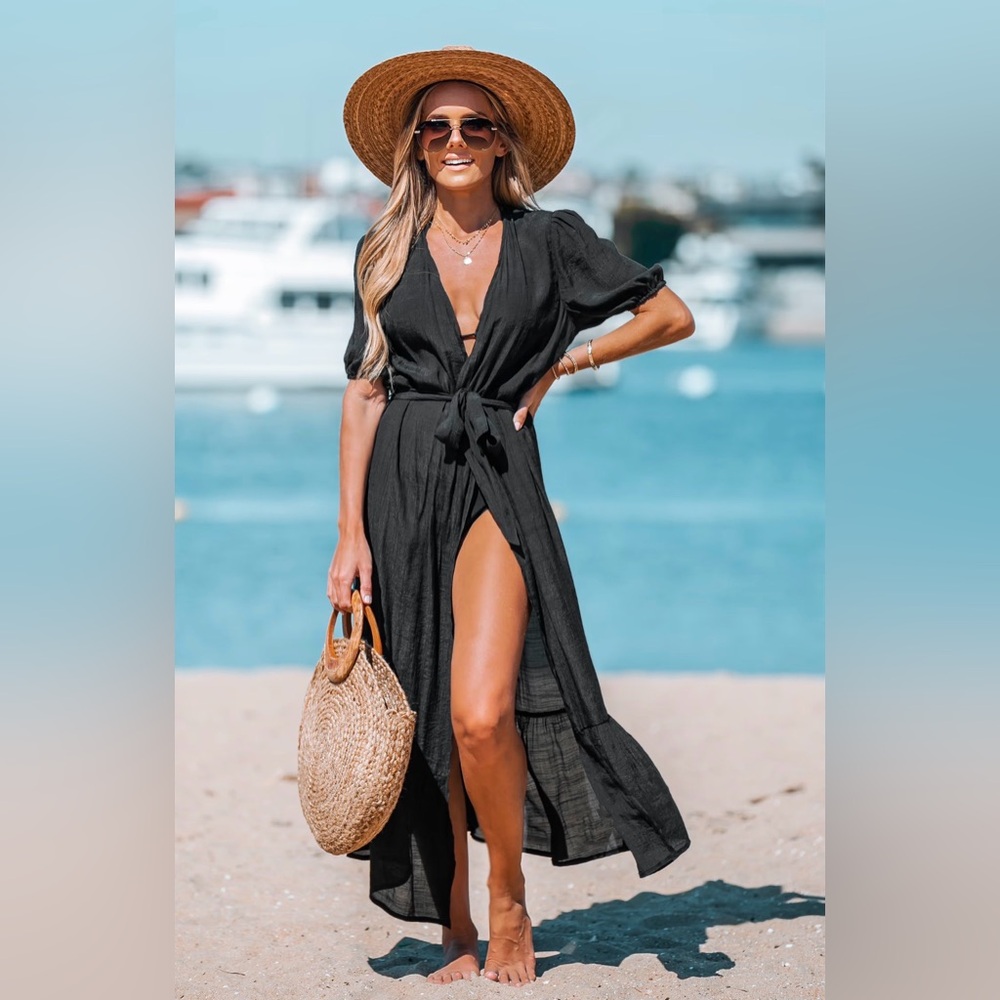 Cupshe Black Beach Cover-Up